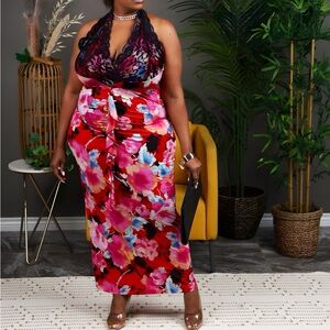 Floral Halter Maxi Dress